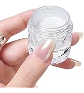 White Chrome Nail Powder Super Glossy Clear Mirror Effect Smooth Pearl Glitter Pigment Powder, Wh...