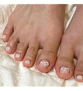 Square Fake Toenails Glossy Glitter Nude Pink Press on Toenails Solid Color Short Cute Acrylic Fa...