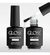 GLOSS No Wipe Gel Base & Top Coat | Set of 2 Pcs 15ml each Soak Off UV LED Base Top & Bottom Coat...