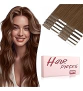 TESSHAIR Human Hair Tape in Extensions,Double Stitched Remy Human Hair Extensions Tape ins,No Tan...