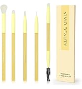 VIVID BEAUTY 5pcs Eye Makeup Brush Set Soft Hairs & Rubber Handle Professional Eyeshadow Brush Se...
