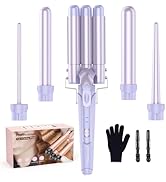 Waver Curling Iron Curling Wand - BESTOPE PRO 5 in 1 Curling Wand Set with 3 Barrel Hair Crimper ...