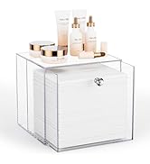Udefineit Disposable Facial Towel Storage Box, Acrylic XL Skin Club Towel Holder with Drawer, Mak...