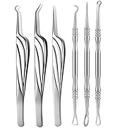 FVION Blackhead and Acne Extractor Kit, Professional Pimple Popper Tool Kit, Acne Tweezers and Bl...