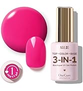 NAILOG OneCure Gel Nail Polish 12ml | Top Coat Color Gel Base 3-In-1 Formula Soak Off UV Gel Poli...