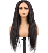 BIG G HAIR 22 inch Kinky Straight Middle Part Vietnamese Human Hair HD Lace Closure Wig 5x5 With ...