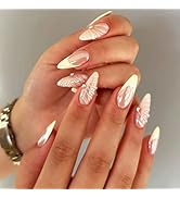 Yellow French Tips Press on Nails 3D Curve Line False Nails 3D Shells Design Gel Glue on Medium A...