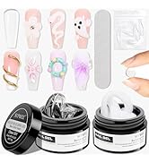 SUPWEE 3D Nail Art Gel Clear and White Solid Builder Gel for Nails Non-Stick Hand Sculpture Hard ...