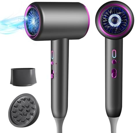Hair Dryer for Women and Men 1875W Portable Ionic Hairdryer Travel Blow Dryer with Diffuser Nozzle Small Lightweight and Quiet Fast Drying as Salon No Heat Damage
