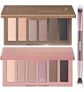 SUSIKEKI 2PCS 6 Colors Mini Eyeshadow Palette Makeup with Brush Set Neutral Nude Eye Shadow Pink ...