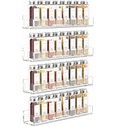 FEMELI Acrylic Spice Rack Wall Mount 15 Inch, 4 Packs Of Hanging Spice Rack Shelf for Cabinets Cu...