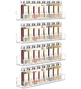 FEMELI Acrylic Spice Rack Wall Mount 15 Inch, 4 Packs Of Hanging Spice Rack Shelf for Cabinets Cu...
