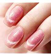 AILLSA Cat Eye Gel Nail Polish Pink Glitter Jelly Holographic Gel Polish Iridescent Shimmer Nail ...