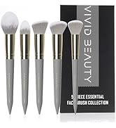 VIVID BEAUTY 5pcs Face Makeup Brush Set - Premium Fine Hair Brushes with Foundation Brush for Liq...