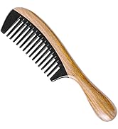 Onedor Buffalo Horn Handmade 100% Natural Green Sandalwood Hair Comb - Anti-Static Sandalwood Sce...