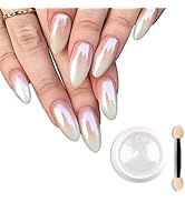 Magic White Pearl Chrome Nail Powder Solid Glitter Fairy Shell Nails Art Powder Holographic Ice T...