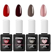 Eternal Gel Nail Polish Kit – 4 Colors Complete Soak Off UV or LED Light Lamp Gel Starter Set for...