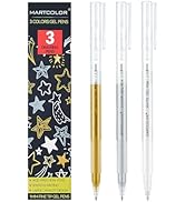 MARTCOLOR Gold Silver White Gel Pens, 1mm Fine Point Gel Ink Pen Opaque Archival Ink Pens for Bla...