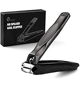 FERYES 3-in-1 Fingernail Clipper with No-Splash Nail Catcher and Metal Storage Box - Toenail Clip...