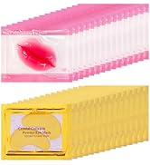 30 Pairs Lip Masks & Eye Masks, 24K Gold Gel Crystal Collagen Eye Pads, Moisturizing Lip Mask Cry...