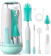 Duoffanny Electric Bottle Brush Cleaner, Baby Bottle Cleaning Kit with Nipple Straw Brushes Dryin...