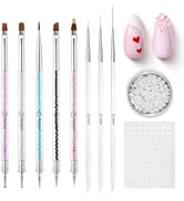Beetles Nail Art Brushes, 8pcs Double-headed Nail Art Tool Set, Nail Dotting Tools, Striping Nail...