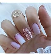 24 Pcs Press on Nails Medium Square - BHLFRH Purple White Ombre Fake Nails Press ons Rhinestones ...