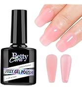 BettyCora Pink Jelly Gel Polish, Pink Translucent Soak Off Sheer UV Pink Gel Polish Neutral Color...