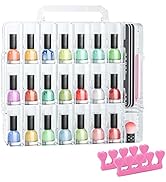 48 Bottles Universal Clear Gel Nail Polish Organizer Case Holder for Double Side Adjustable Space...
