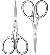 2Pcs Professional Grooming Scissors, Small Scissors for Hair, Nose, Eyebrow Trimming, Facial, Mus...