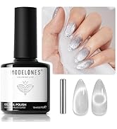 modelones Cat Eye Gel Nail Polish, 15ml Glitter Holographic Nail Polish with Magnet Soak Off U V ...