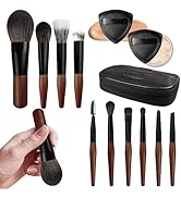 Travel Makeup Brush Set with Case, Mini Makeup Brushes Set for Powder, Foundation, Eyeshadow, Lip...