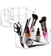 Okllen 2 Pack Acrylic Makeup Brushes Holder, 7 Compartment Makeup Organizer Small Vanity Tray Sto...