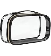 Clear Makeup Bag, TSA Approved Toiletry Bag Small Portable Travel Transparent Cosmetic Bag Organi...