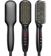 Layhou Electric Heated Hot Hair Brush Hair Straightening Brush with Adjustable Temp for All Hair ...