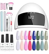 Gel Nail Polish Kit with UV Light,Aibrit 24W UV LED Light Nail Lamp Dryer,8 Colors Gel Nail Polis...