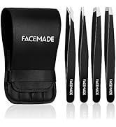 FACEMADE 4 Pack Tweezers Set - Professional Stainless Steel Tweezers for Men and Women, Precision...
