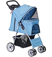 Epetlover 4 Wheels Dog Stroller Folding Pet Strolling Cart for Small Medium Cats Puppies Portable...