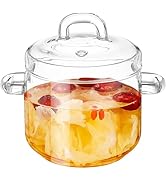 Hemoton Clear Cooking Pots with Lid,700ml（23oz）Clear Glass Simmer Pot,High Borosilicate Cooking P...