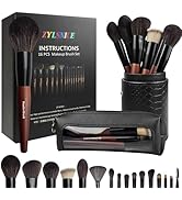 Makeup Brushes 16 Pcs Makeup Brush Set Professional, Wood Handle Travel Make Up Brushes Set with ...