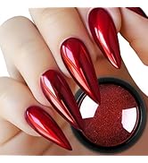 Red Chrome Nail Powder for Nails Art Design Holographic Magic Metallic Mirror Effect Manicure Gli...