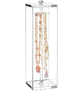 Okllen Acrylic Necklaces Holder with 8 Hooks, Clear Jewelry Stand Rack Long Necklace Display Case...