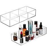 Okllen 2 Pack 3 Section Drawer Organizer, Acrylic Makeup Drawer Tray Small Clear Jewelry Storage ...