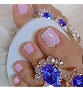 24Pcs Pink Press on Toes Nails - BHLFRH Press on Toenails Fake Toe Nails False Nails Artificial A...