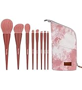 Makeup Brushes Set Professional 8pcs — Travel Makeup Brushes with Case, Rose Red Make up Brush Se...