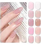 SHOYUM Nude Pink Gel Nail Polish Set, 10 Colors Neutral Nude Gel Polish Kit Translucent Milky Whi...