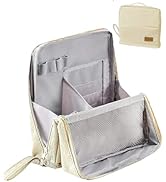 EHBELIF Standing Makeup Bag with Dividers Large Open Top Cosmetic Organizer, Multi-Compartment Tr...