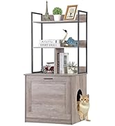 Epetlover 50 Inch Cat Litter Box Enclosure with 2 Storage Shelves 2-in-1 Litter Box Furniture Hid...