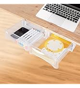 ShellKingdom 2 Pack Under Desk Drawer Organizers with Removeable Heightening Pad, Slide-Out Under...