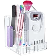 AREMOD Nail Drill Machine Holder, 10 Holes Nail Drill Grinding Bits Storage Case Plastic Nail Man...